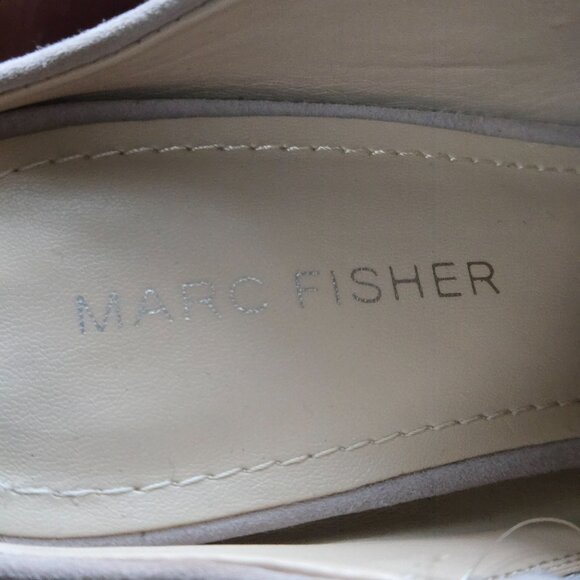 Marc Fisher Ragni Gray Suede Block Heel Designer Mules Minimalist Size 6.5M - Picture 7 of 9